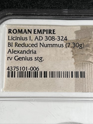 Licinius I AD 308-324 BI Reduced Nummus Alexandria rv Genius stg. Ch XF* - Bild 2 von 8