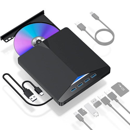 7-in-1Externes CD-DVD-Laufwerk USB 3.0 Reader Writer Burner Player für Laptop ff - Bild 8 von 13