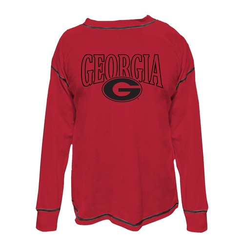 Women's Fanatics Red Georgia Bulldogs Plus Size Contrast Stitch Sweatshirt