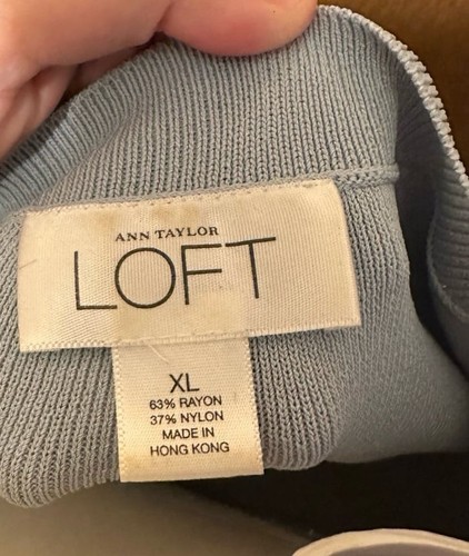 XL Loft Ann Taylor Azul Sin Mangas Punto Top Elegante Blusa - Imagen 2 de 2