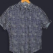 Robert Graham Multicolored (Blue-Toned) Short-Sleeve Button-Up Large