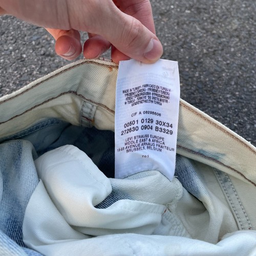 Custom Reworked Levi's 501 Jeans - Light Bleach Wash with Unique Print - Bild 12 von 12