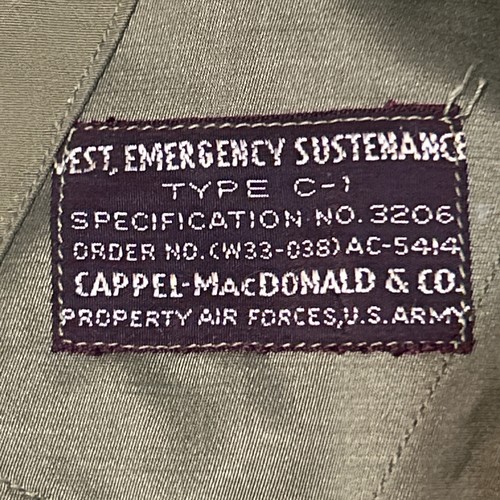 Chaleco Segunda Guerra Mundial USAAF Ejército Fuerza Aérea Tipo C-1 Emergencia Sustento Confianza Militar - Imagen 10 de 21