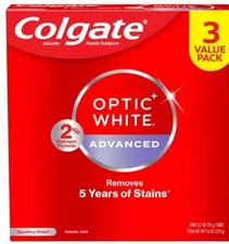 Colgate Optic White Advanced Hydrogen Peroxide 3.2 Ounce (Pack of 3) 