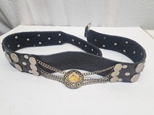 VTG ARGENTINIAN GAUCHO COWBOY MOTORCYCLE KIDNEY LEATHER HORSE COIN BELT 34-38 In