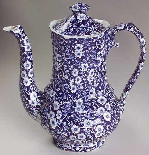 Staffordshire Calico Blue Crownford Stamp - Coffee Pot & Lid - MINT - Picture 10 of 10