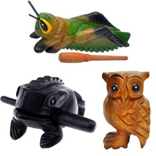 3-Pack Handmade Wooden Guiro Animal Rasp Instrument Set Small