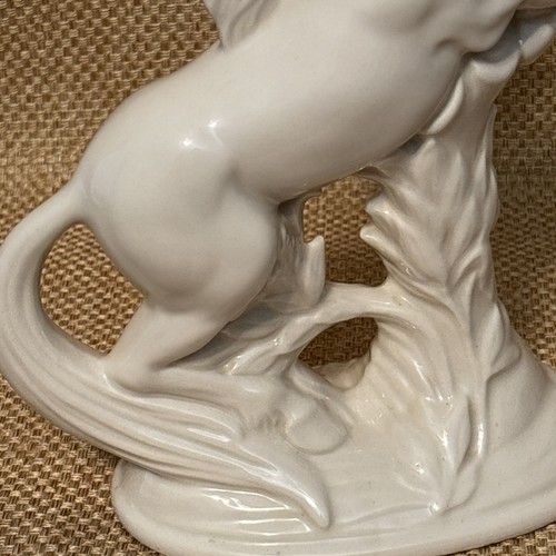 Horse Statue Rearing Stallion Ivory Glazed Ceramic Vintage Figure 10.5” Tall - Picture 10 of 11