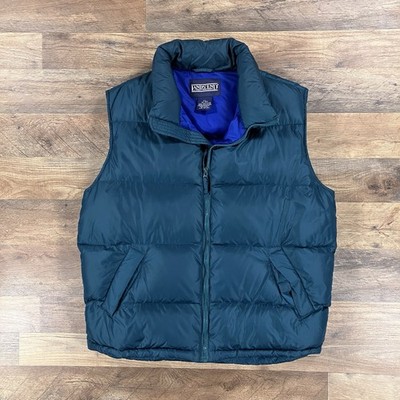 Lands End Puffer Vest Womens XL Green Goose Down Outdoor Hiking