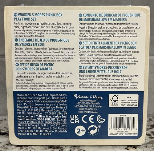 MELISSA & DOUG WOODEN DESSERT PICNIC BOX S'MORES FOOD GROUP SET PROTEIN NEW - Picture 2 of 2
