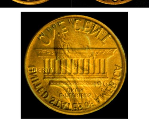 1969 D Lincoln Cent Red. Unc. Mint Error, Strong Clashed Die. TDC-1c-1969-01 - Picture 20 of 21