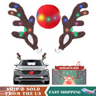 Christmas Reindeer Antlers & Red Nose w/LED Lights for Car Truck SUV Decorations