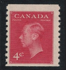 Canada Portrait of King George VI 4c Coil Stamp Carmine 1949 MH SG#422 Sc#300
