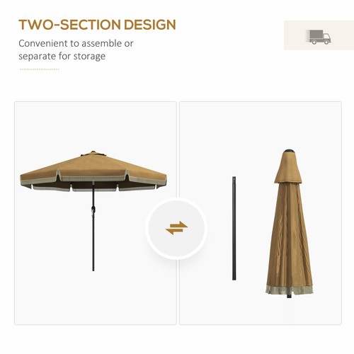 Outsunny 9ft Patio Umbrella with Tilt, Ruffled Outdoor Umbrella, Tan - Picture 10 of 11