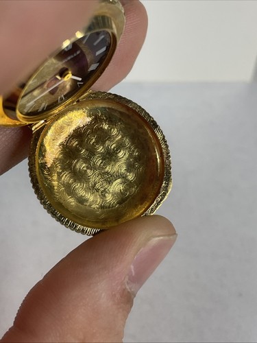 Vintage Caravelle Gold Tone Leaf Art Pocket Watch Water Damaged For Parts/repair - Picture 4 of 5