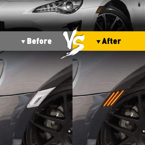 LED Turn Signal Marker Side Lights Smoke For Amber 2013-20 Subaru BRZ Scion FR-S - Picture 3 of 11