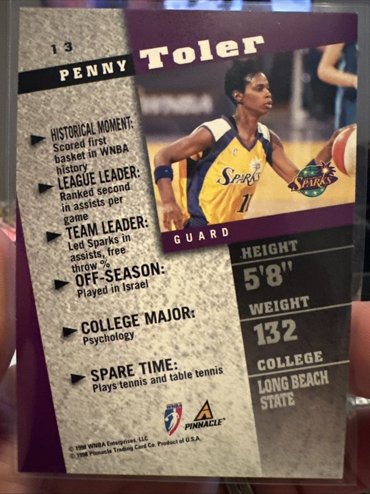 1998 Pinnacle WNBA - Penny Toler #13 Court Collection - Image 2 of 2