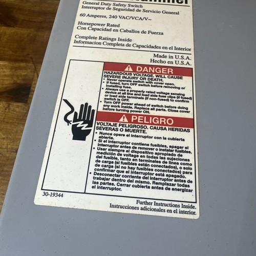 Cutler-Hammer USA DG322NGB 60A Fusible Disconnect Switch 240V NEMA 1 - New - Picture 5 of 13