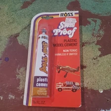 RARE vintage 1970s ROSS SNIF PROOF plastic model cement tube SEALED
