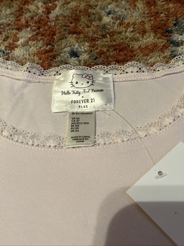 NWT Hello Kitty & Friends X Forever 21 Plus My Melody Lace Trim Baby Tee 3X - Picture 4 of 13