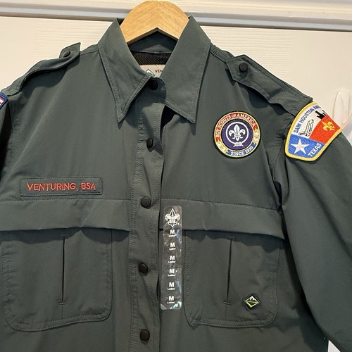 NWT Venture Uniform Crew Boy Scout Womens Medium Button Up Shirt Patches Nylon - Picture 3 of 11