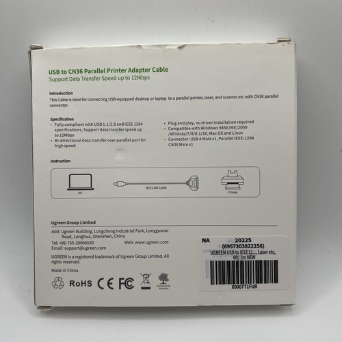USB 2.0 zu CN36 Parallel Drucker Adapter Kabel 10 Fuß, Neu - Bild 2 von 3