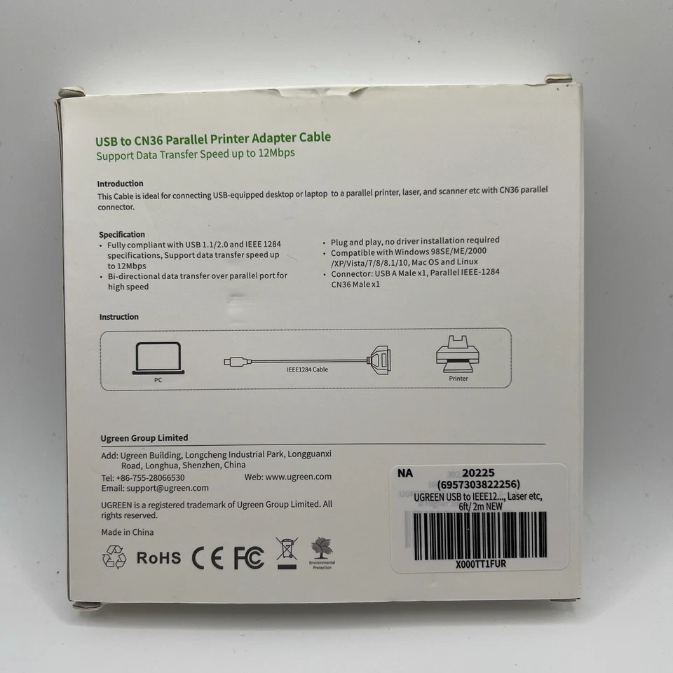 USB 2.0 to CN36 Parallel Printer Adapter Cable 10 Ft, New - Image 2 of 3