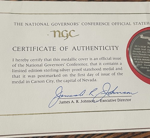 1977 Nevada .925 Silver Statehood Medal from National Governors Conference - Picture 9 of 9