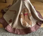 FARMHOUSE PRIMITIVE RUSTIC CHRISTMAS TREE SKIRT CRANBERRY GINGHAM GINGERBREAD