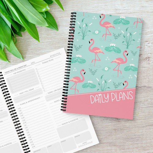 Daily Planner FLAMINGO A5 Ladies List Organiser Diary Tracker Office Notebook - Afbeelding 1 van 2