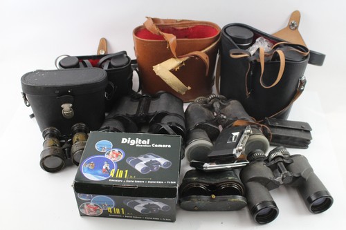 Assorted Vintage Binoculars of Various Brands and Magnifications Job Lot