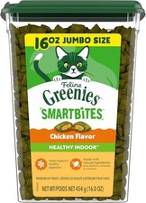 3 Tubs - Greenies Feline Smartbites Healthy Indoor Cat Treats, Chicken, 16 oz