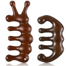 2pcs Comfortable Wooden Scalp Massager Loc Comb for Relaxation Sandalwood