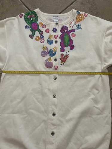 BARNEY THE DINOSAUR VINTAGE HAND PAINTED CARDIGAN WOMENS SIZE MEDIUM VERY RARE! - Picture 12 of 14