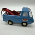 Vintage Tiny Tonka Blue Wrecker Tow Truck no. 555 w/Cable, Missing Hook