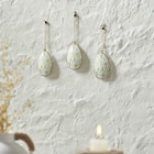 Spring In Bloom Metal Daisies Egg Ornament Set of 3 4x2.5 VHC Brands