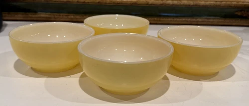 Vintage 1950's ~ 60's ~ Set Of 4:  FIRE KING ~ Small Yellow Milk Glass Bowls