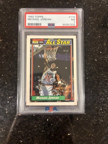 1992 Topps Basketball Card - #115 Michael Jordan, PSA 7 NM