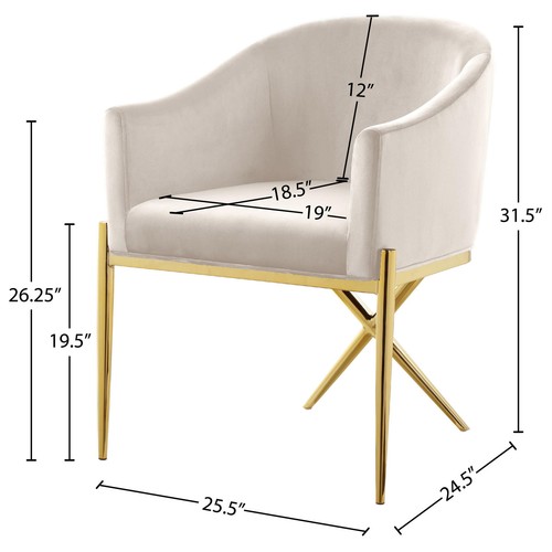 Meridian Furniture Xavier Cream Velvet Dining Chair (Set of 4) - Picture 7 of 8