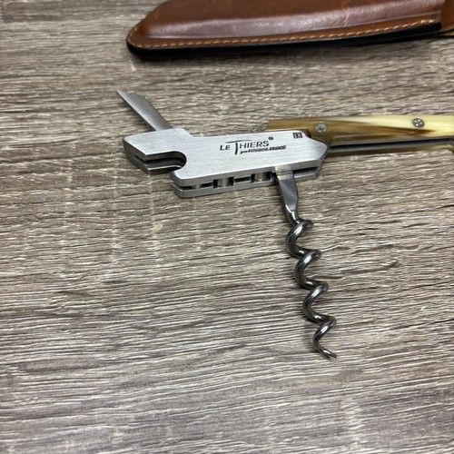 Le Thiers Wine Beer Bottle Opener France Made Leather Sheath Holder High End - Picture 8 of 9