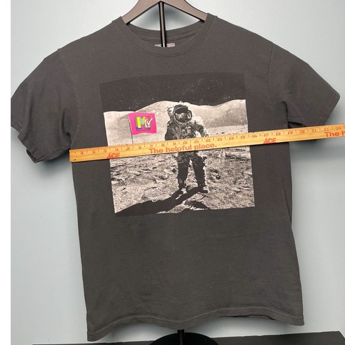 T-shirt MTV "Man on the Moon" grigia media vintage musica logo televisione - Foto 3 di 5