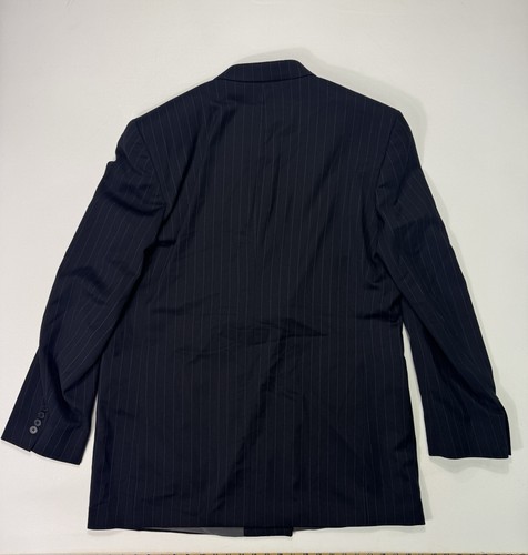 Oscar De La Renta Mens Suit Wool 2 Piece 46XL 40x32 Double Breasted Pinstripe - Picture 3 of 19