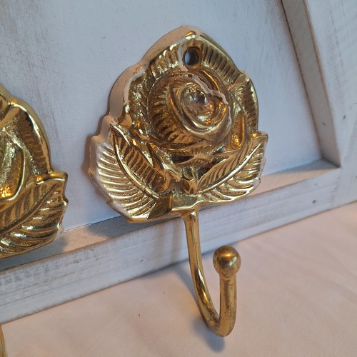 Lot of 3 VTG Brass Rose Flower Curtain Holdback Wall Hook Coat Hanger Robe Hook - Picture 4 of 17