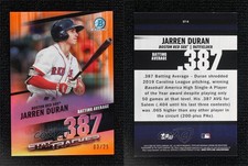 2020 Bowman Chrome Stat Tracker Orange Refractor /25 Jarren Duran #ST-9