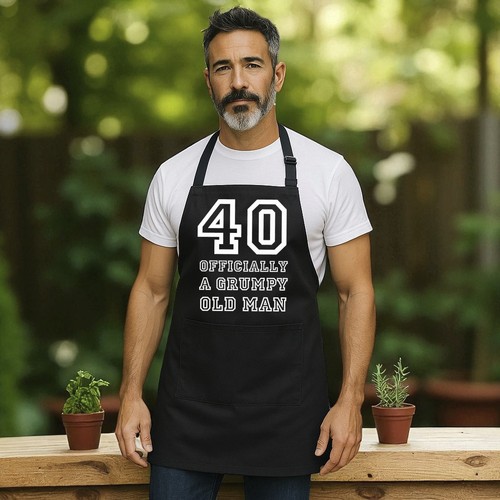 40th Birthday BBQ Cooking Kitchen Apron 40 Years Old Born 1985 Grumpy Old Man - Picture 4 of 6