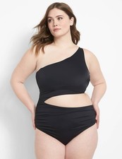 Victoria's Secret One Piece Swimsuit Women's L Black Cutout Beach One-Shoulder