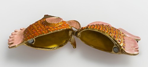 Pesci Österreichische Kristall Schmuck emailliert Engel Fisch Schmuckschatulle Rosé Gold Orange - Bild 6 von 6