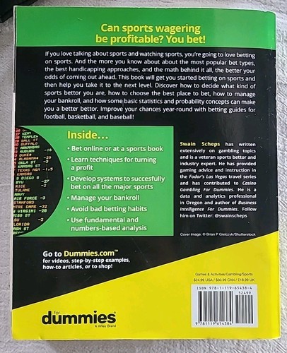 Sports Betting For Dummies Book By Swain Scheps Paperback - Picture 2 of 2