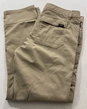 Prana Stretch Zion Pants Men 34 30 Slim Fit Tan Belted Cargo Hiking Khaki
