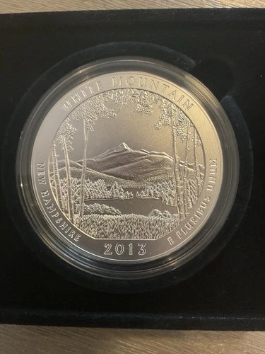 2013-P White Mountain 5 oz Silver Quarter .999 Fine ATB US Mint Burnished